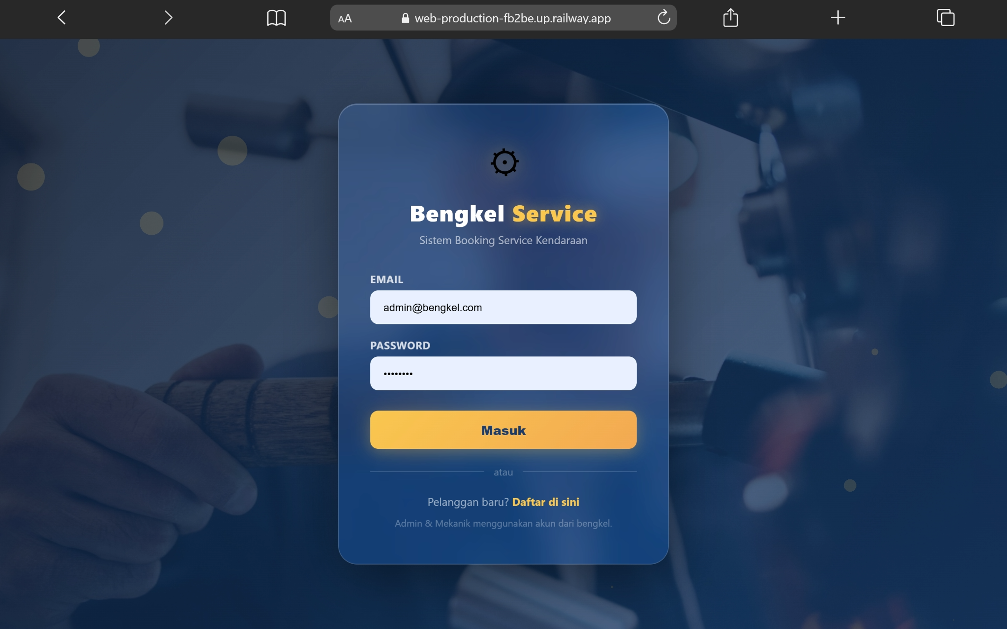 Website Service Bengkel